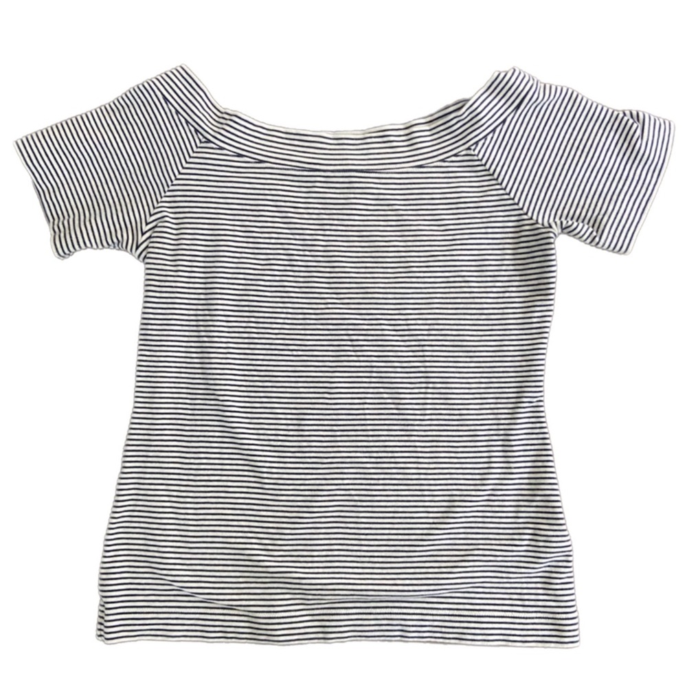 J.crew white and black striped of the shoulder shirt